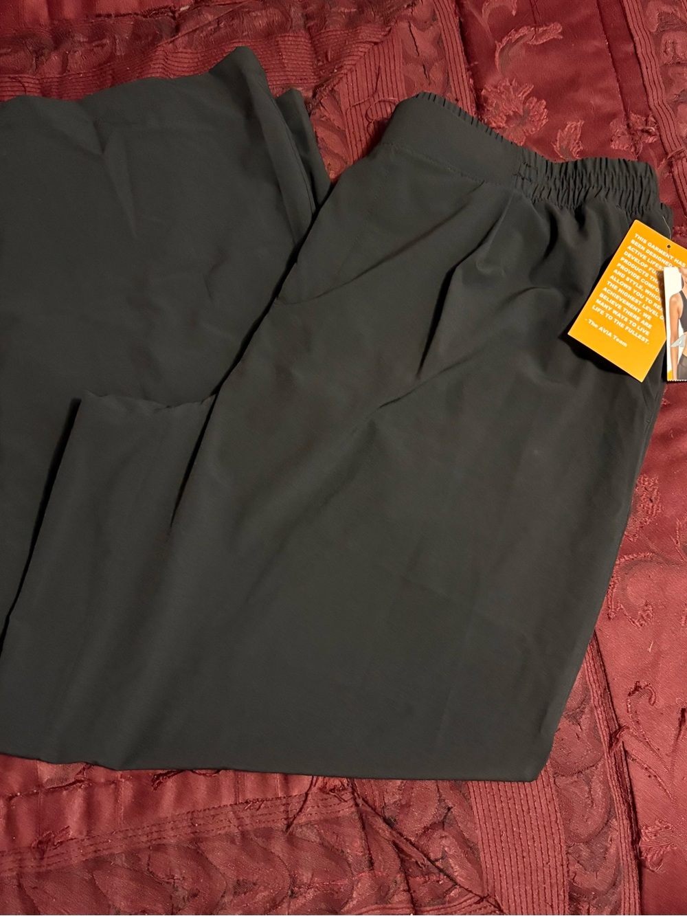 Avia Black Athletic Pants with Elastic Waist